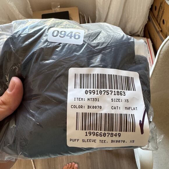 Madewell Puff-Sleeve Tee XS Black Crew Neck Cotton Relaxed Pullover Ruffle Trim - Picture 8 of 8